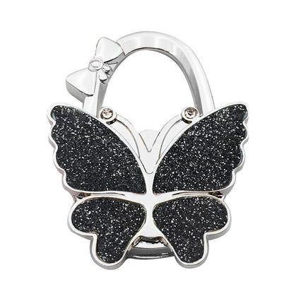 ButterHold – Foldable Butterfly Purse Hook – Frosted Black Glitter