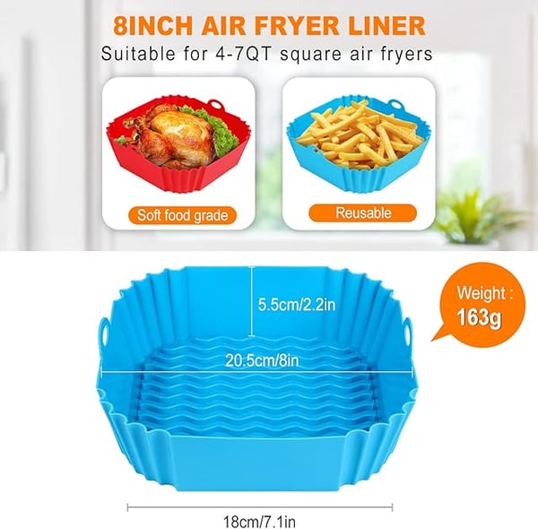 CrispMate – Non Stick Silicone Air Fryer Baking Tray – Light blue