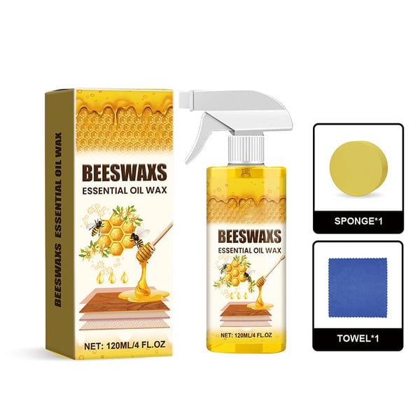WoodAura – Natural Beeswax Floor Shine Spray – 1 set (120ml+1*sponge+1*towel）