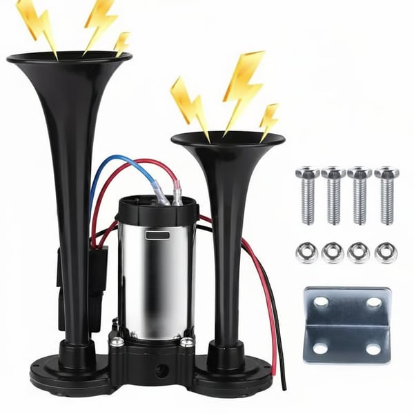 RoadGuard – 600DB Power Horn Universal 12V Fit – Black