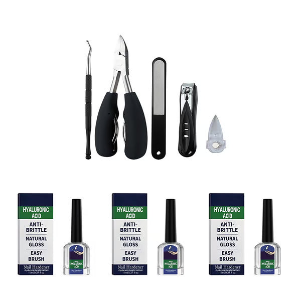 NailRenew - Natural Antifungal Nail Repair Solution – 3 pcs（ 33ml）+ 5-piece nail clipper set