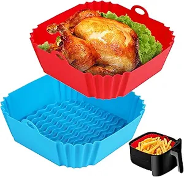 CrispMate – Non Stick Silicone Air Fryer Baking Tray – Black