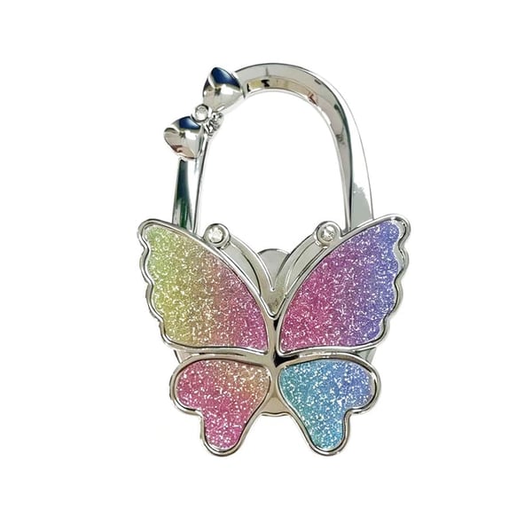 ButterHold – Foldable Butterfly Purse Hook – Frosted Multicolored Glitter (Irregular Gradient)