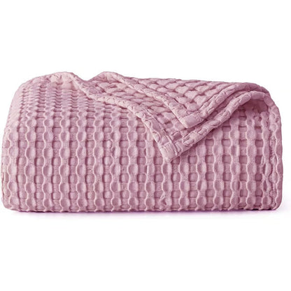 CloudWeave – Breathable Luxury Waffle Blanket – Dusty Rose (150x200cm (59" x 79")