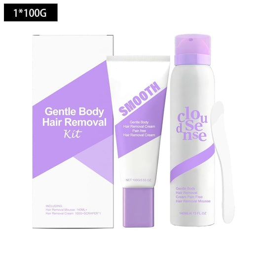 SilkAway – Gentle Hair Removal Cream – 1 Set (Removal Cream 100g & Mousse 140ml)