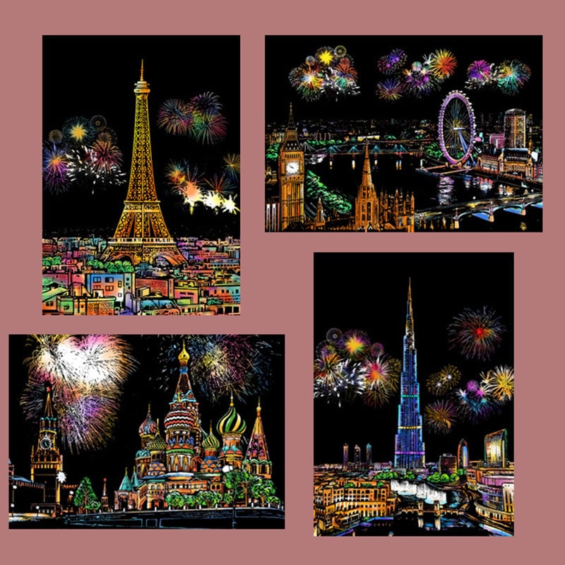 MindCanvas – Relaxing Scratch & Sketch City Collection – Fireworks Moscow