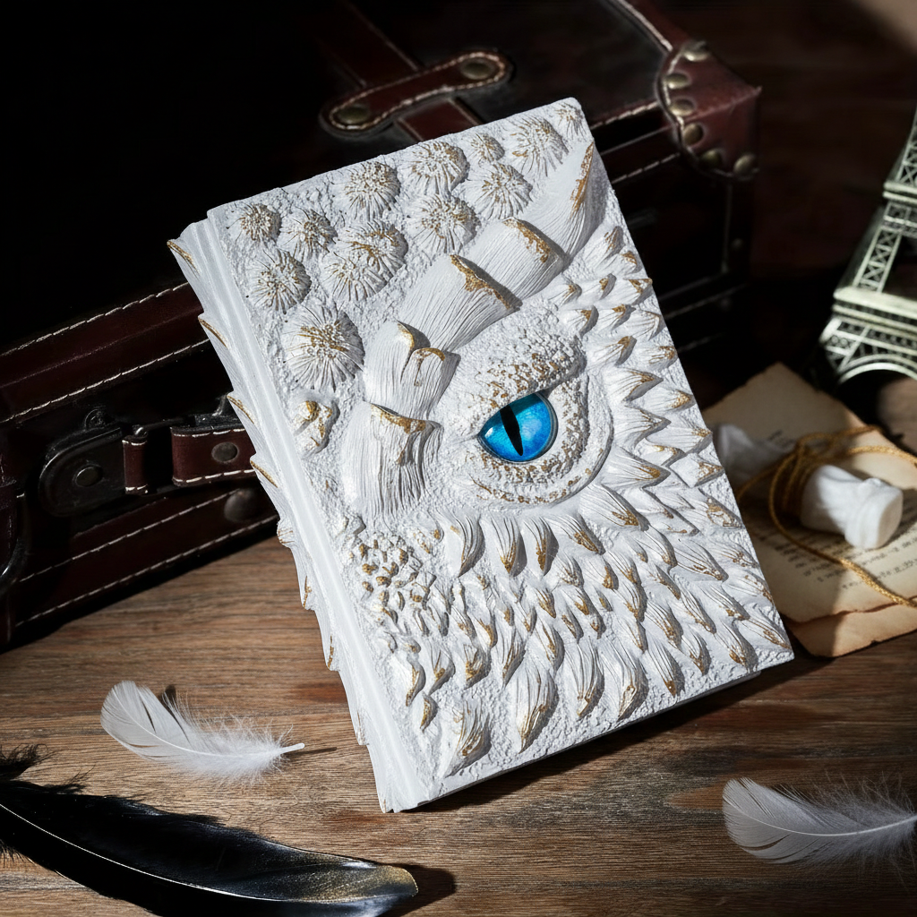 DragonScript – Fantasy Adventure Writing Journal – Pearl White / Buy 1