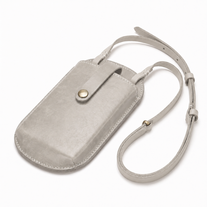 PocketLuxe – Premium Leather Crossbody Phone Bag – Grey